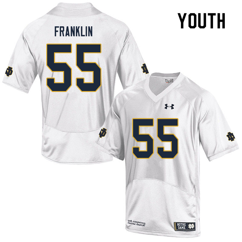 Youth NCAA Notre Dame Fighting Irish #55 Jamion Franklin Stitched College Under Armour Authentic White Football Jersey FT10C73ML